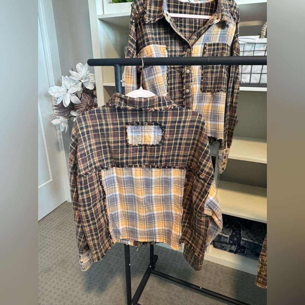 Oli & Hali Studded Patchwork Plaid Shirt - Picture 5 of 11